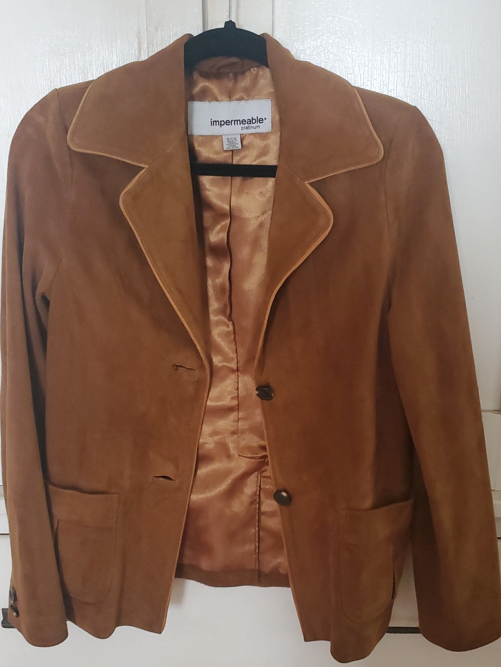 Impermeable Suede Blazer Jacket in Brown